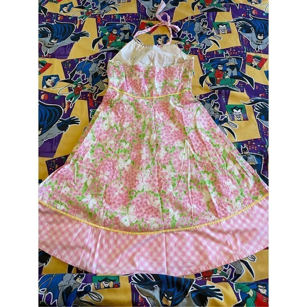 Vintage Lilly Pulitzer size 4 halter floral butterfly dress - vintage VTG Y2K gi - Picture 5 of 6